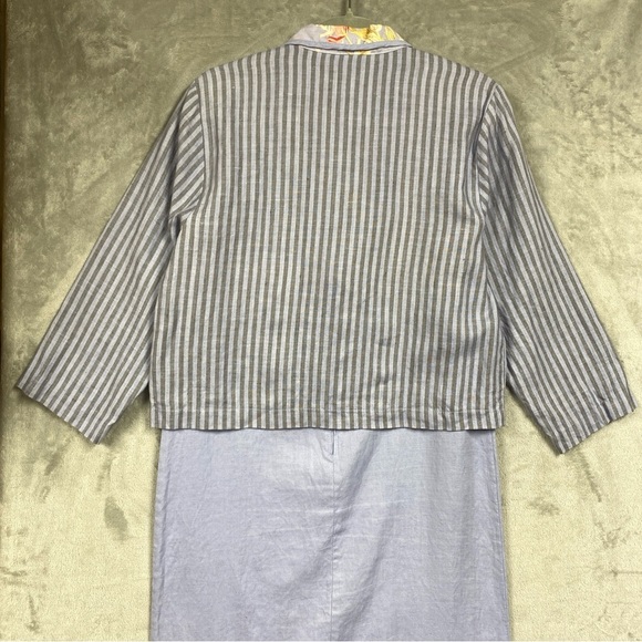 Vintage Carol Anderson 100% Linen Artsy Striped Floral Print Dress Set Sz Small - Picture 6 of 16